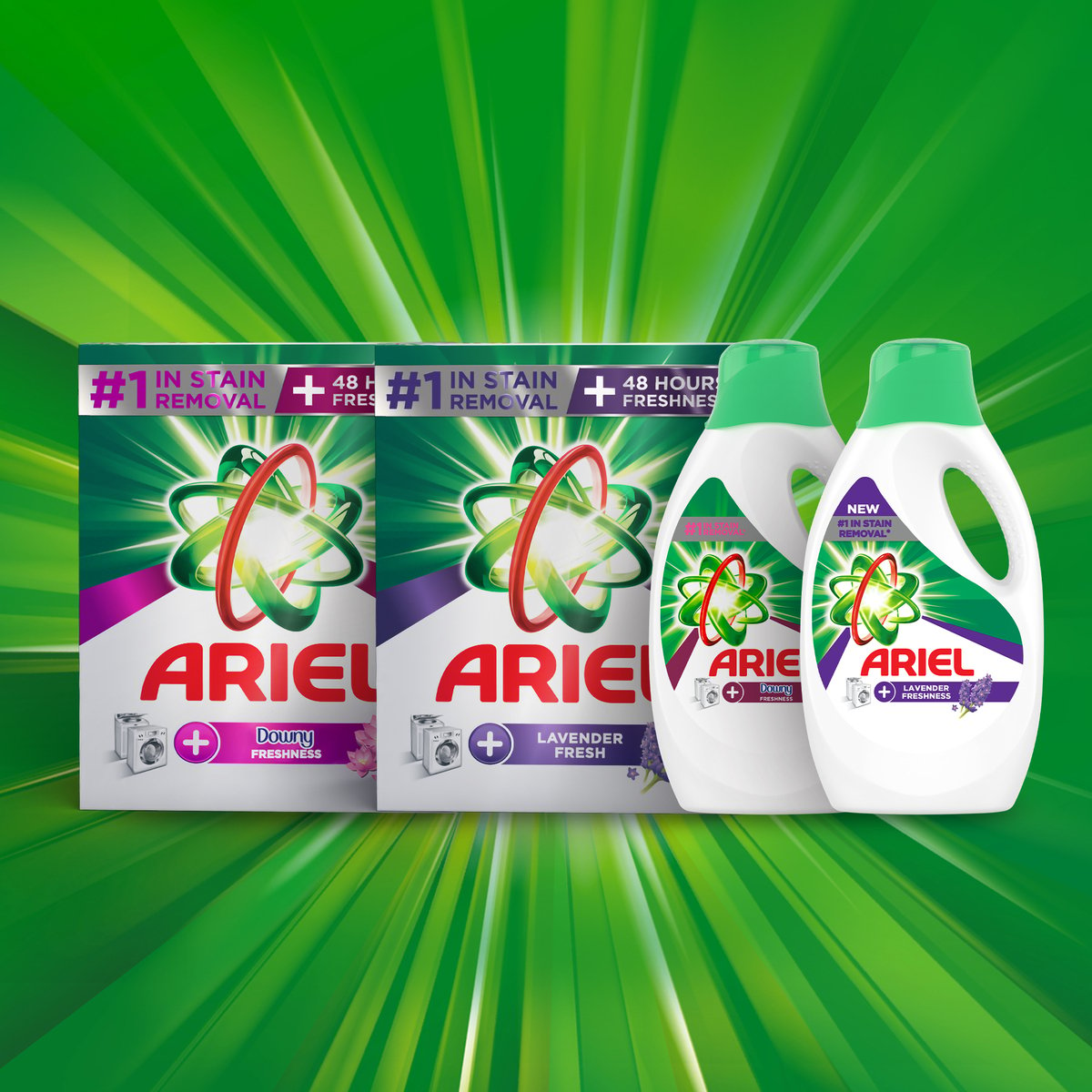 Ariel Lavender Laundry Detergent Liquid Gel, Number 1 in Stain Removal with 48 Hours of Freshness, 2 x 2.8 Litres