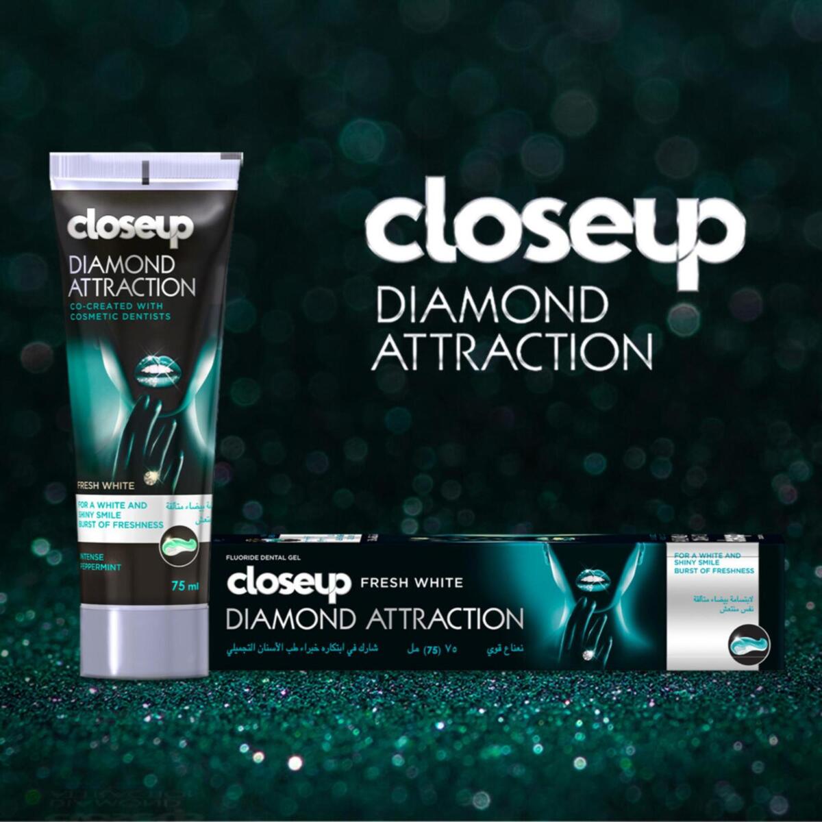 Close Up Diamond Attraction Whitening Toothpaste, Fresh White, Intense Peppermint 75 ml