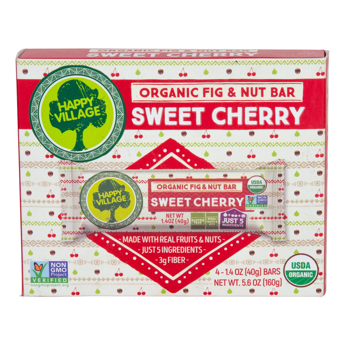 Buy Happy Village Organic Fig & Nut Bar Sweet Cherry 4 x 40 g Online at Best Price | Cereal Bars | Lulu UAE in UAE