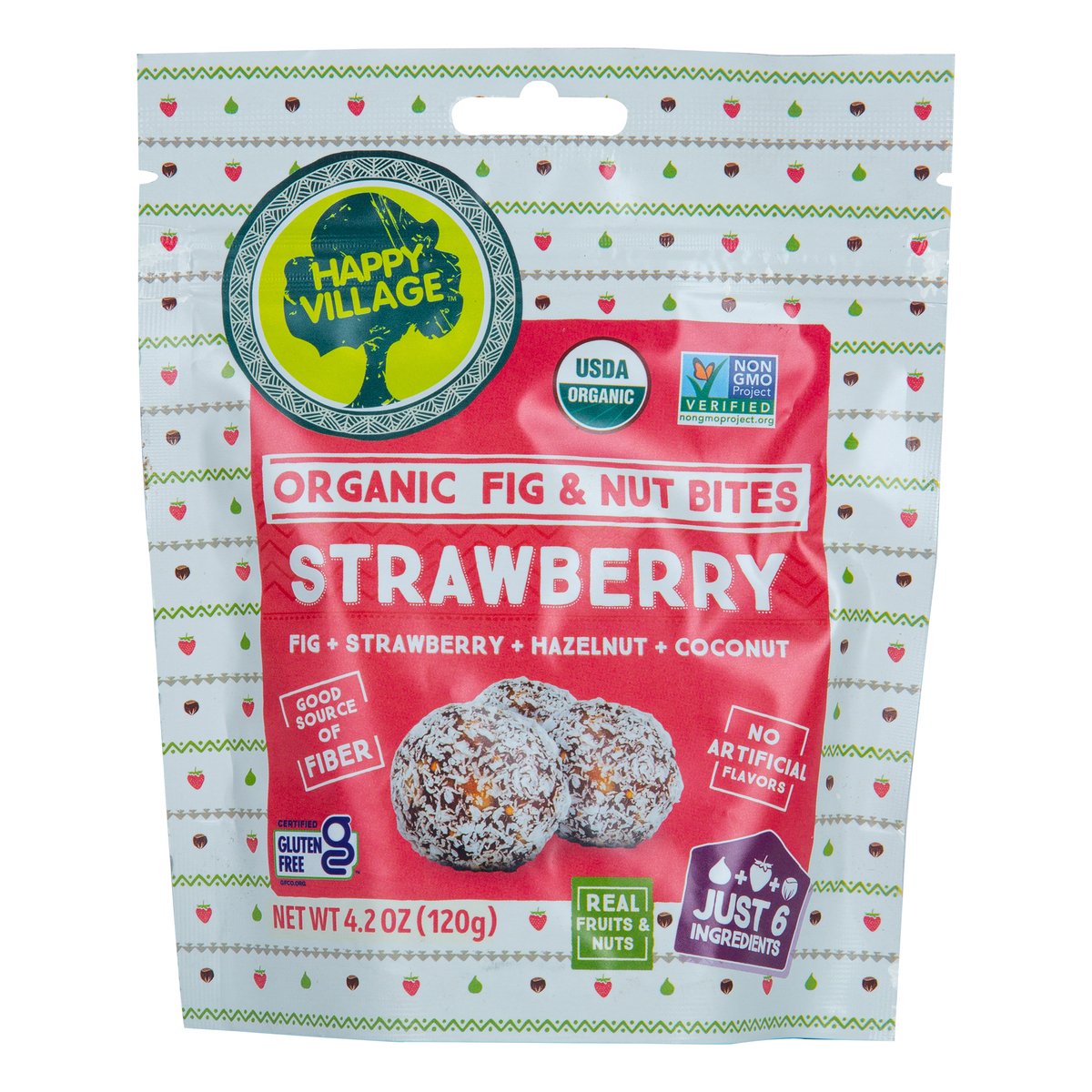 Buy Happy Village Organic Fig & Nut Bites Strawberry 120 g Online at Best Price | Cereal Bars | Lulu UAE in UAE