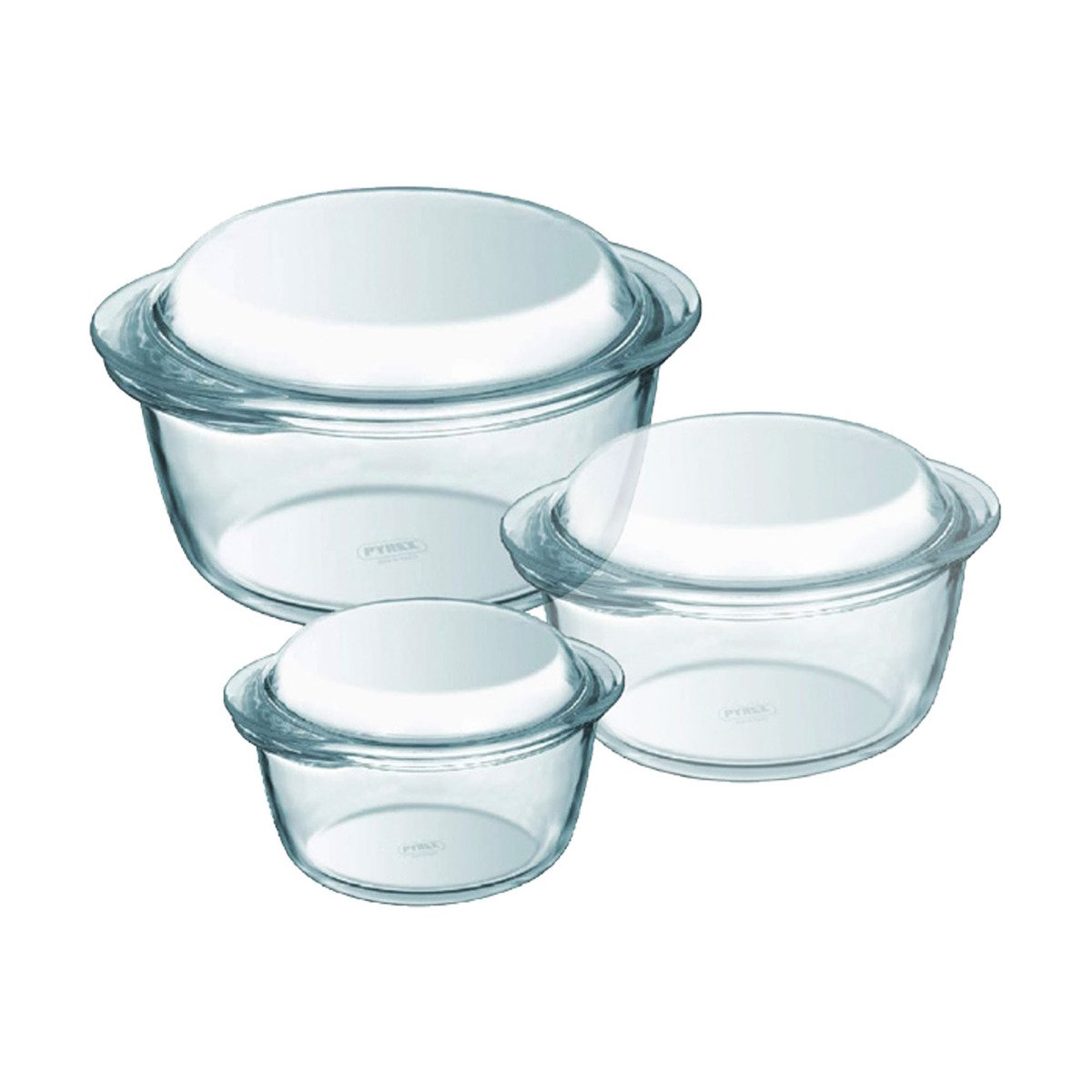 Pyrex Round Glass Dish / Casseroles With Lid 3Pcs Set (2.3L ,1.6L & 1L) 912S637
