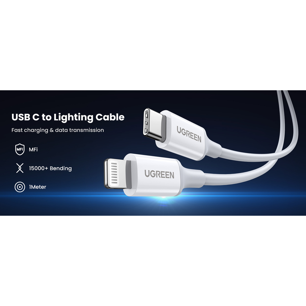 Ugreen USB-C PD Charger with Lightning Cable, 18 W, 70297