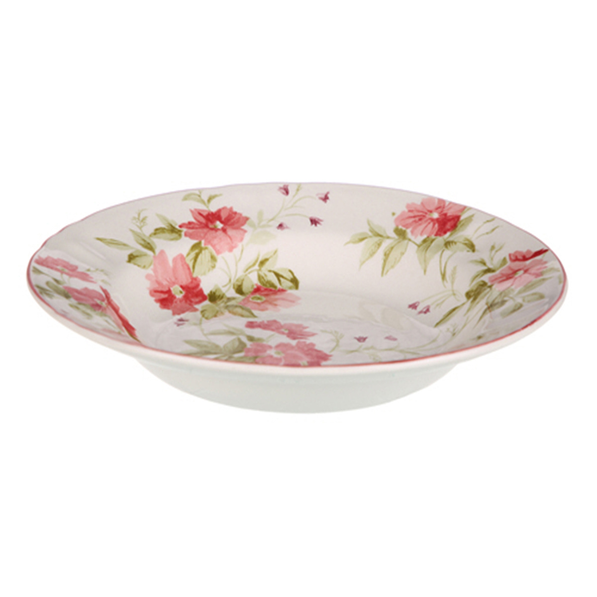 Claytan Wild Rose Soup Plate, 24 cm, White/ Pink, CLA.SN15417