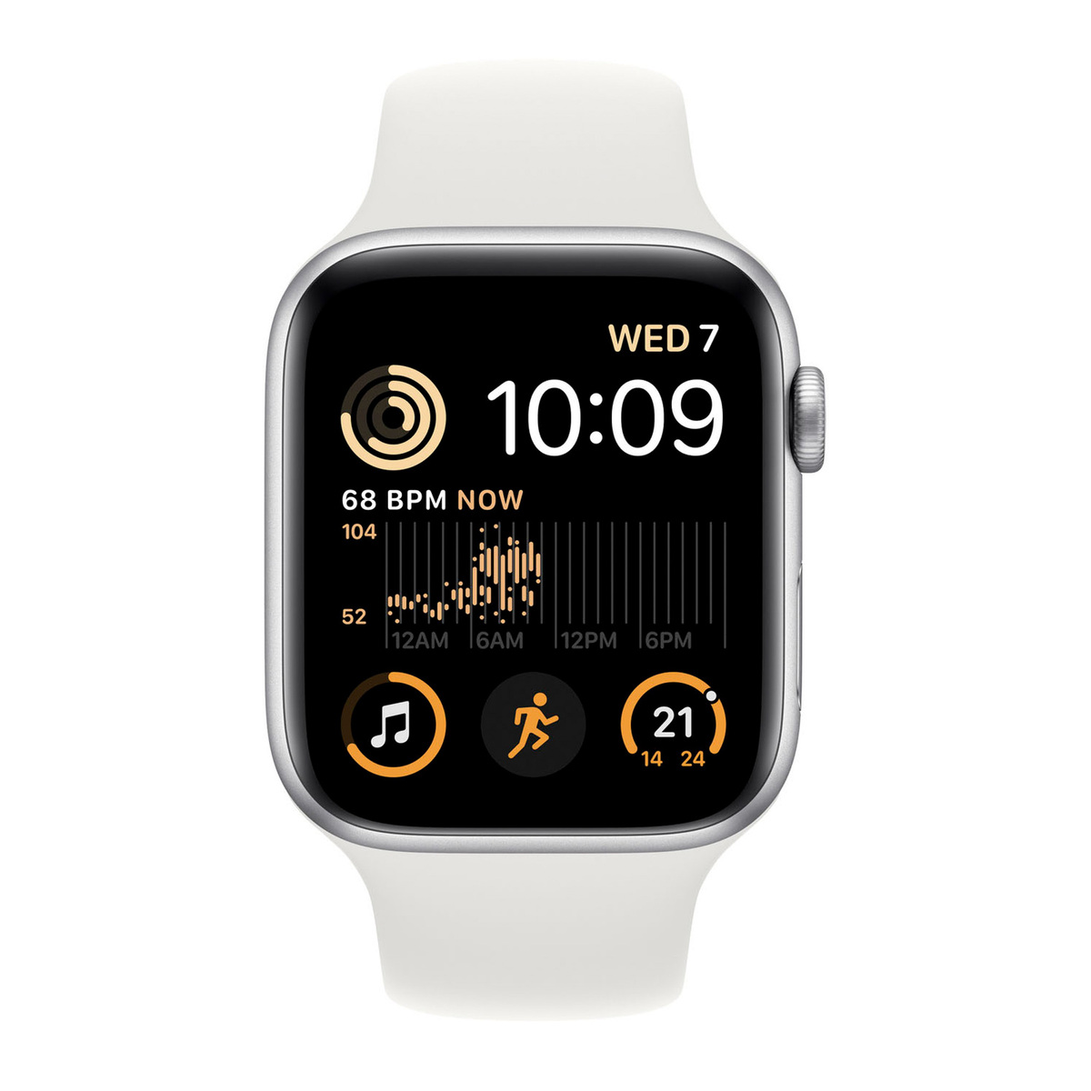 Apple Watch SE (2nd generation) GPS + Cellular, 44 mm, Silver Aluminium Case with White Sport Band, Regular