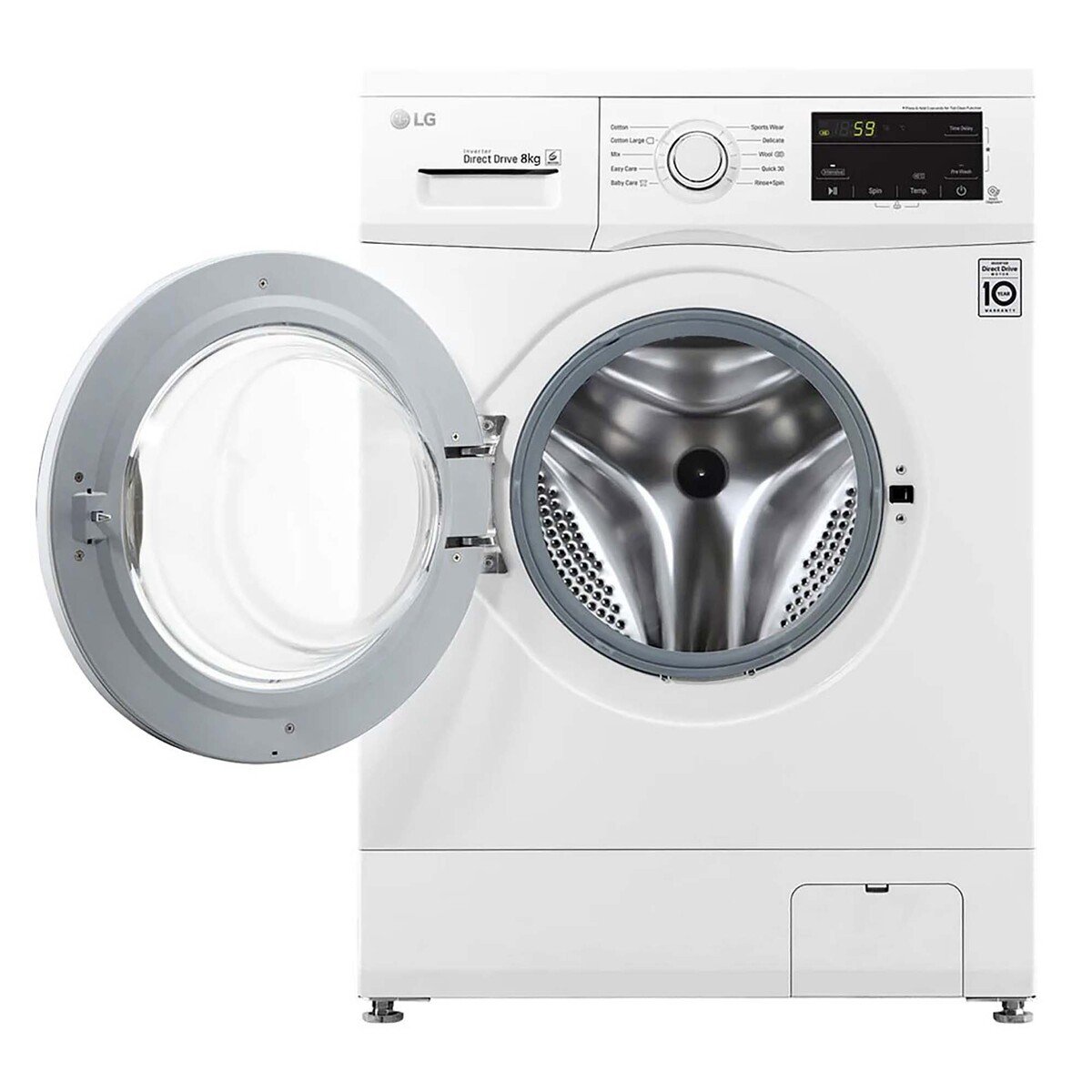 LG 8Kg Front Load Washing Machine, White, FH2J3TDNP0
