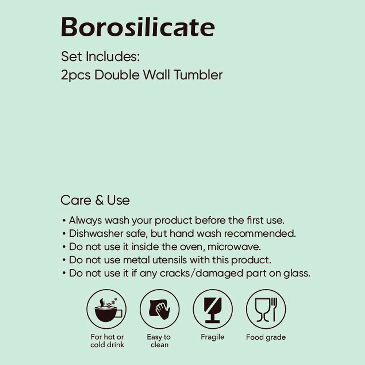 Crystal Drops Borosilicate Double Wall Mug Set, 400 ml, 2 Pcs, 201982