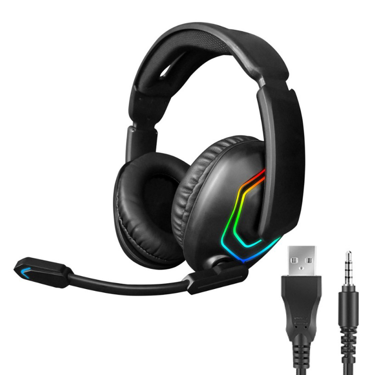 Trands Wired RGB Gaming Headset with Mic, Black, TR-HS917