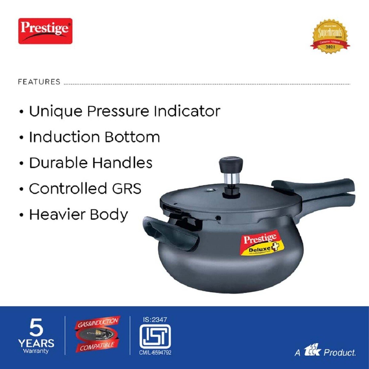 Prestige Pressure Cooker Deluxe Plus, 3L, 20142