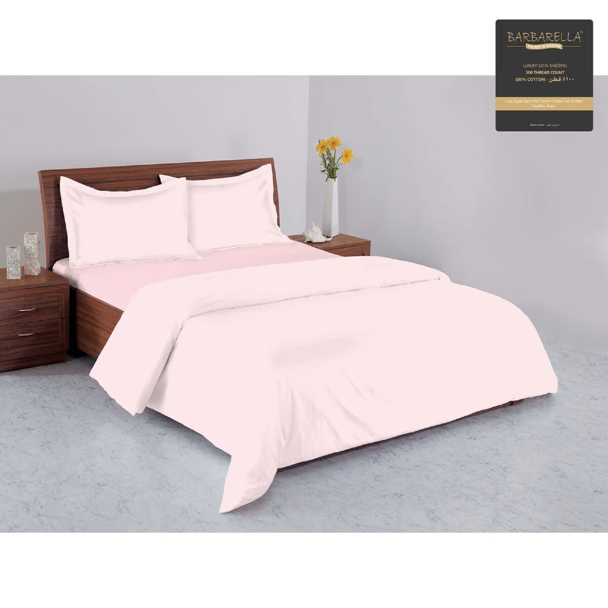 Barbarella Cotton Bed Sheet 500TC 240x260cm Pink