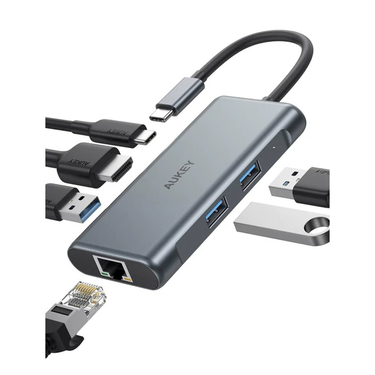 Aukey 6 in 1 USB-C Hub, 100 W, Black, CB-C75 Online at Best Price