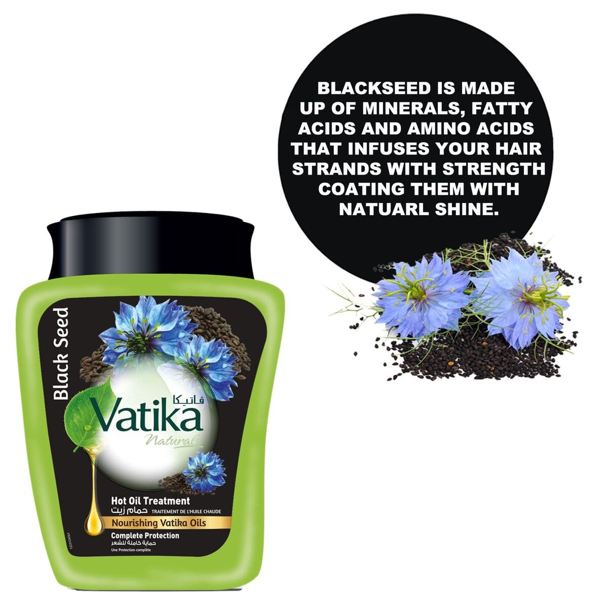 Vatika Naturals Hammam Zaith Hot Oil Treatment Enriched With Blackseed Complete Protection 1 kg