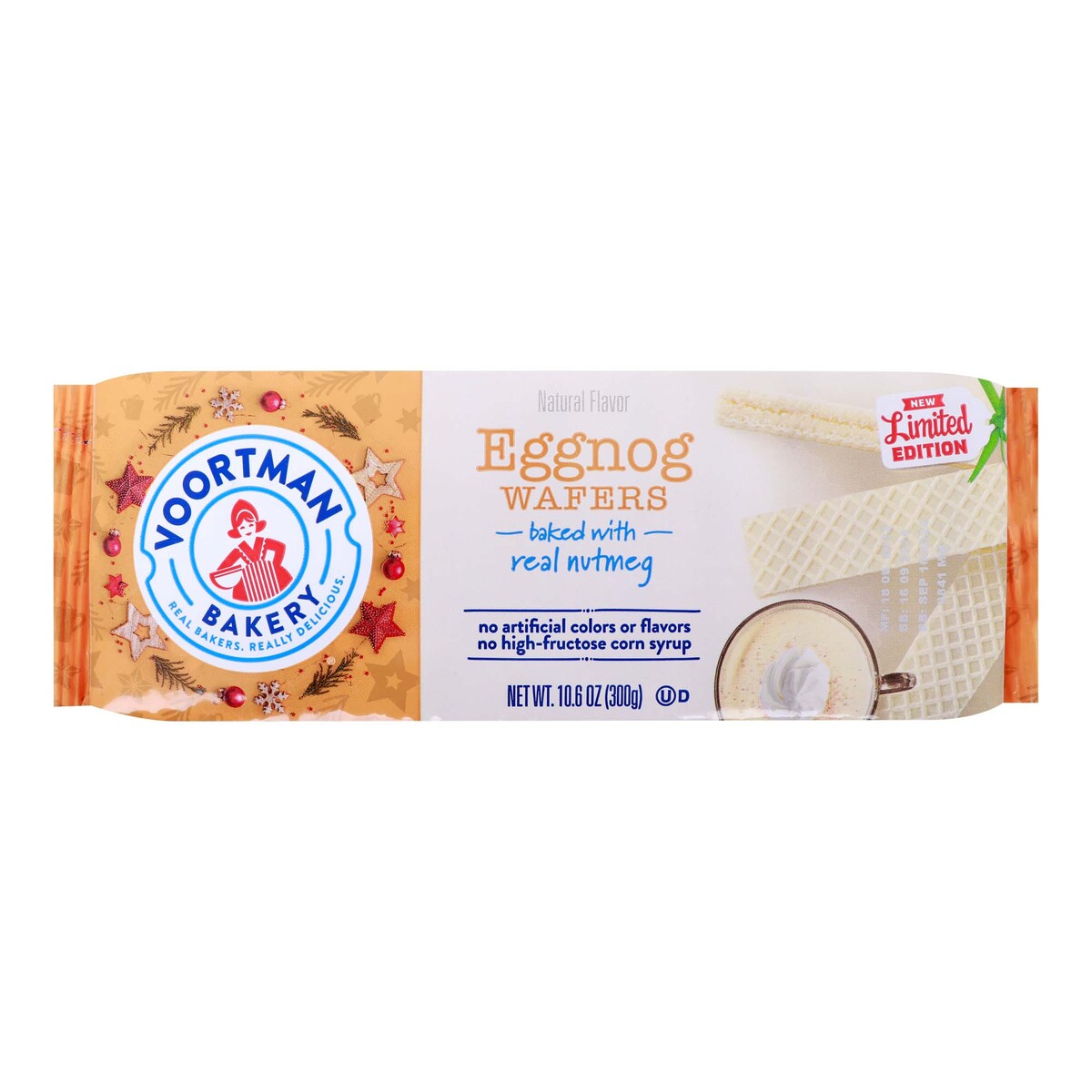Voortman Eggnog Wafers Baked with Real Nutmeg Limited Edition 300 g