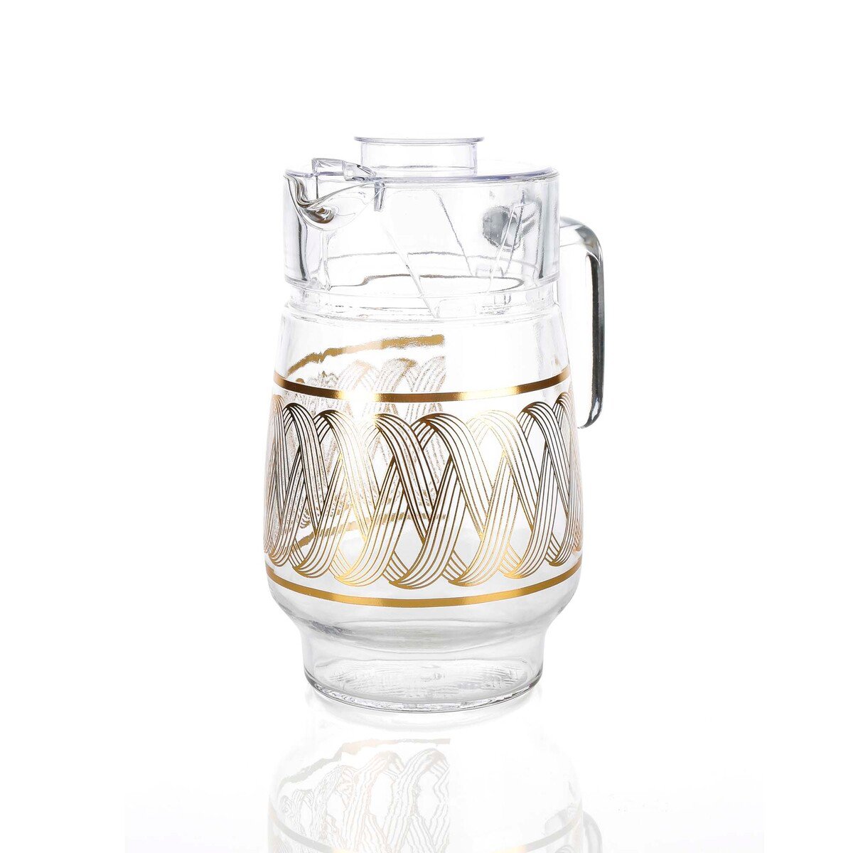 Crystal Drops Jug and Glass Water Set, 7 Pcs, Golden Design, W666-T4B