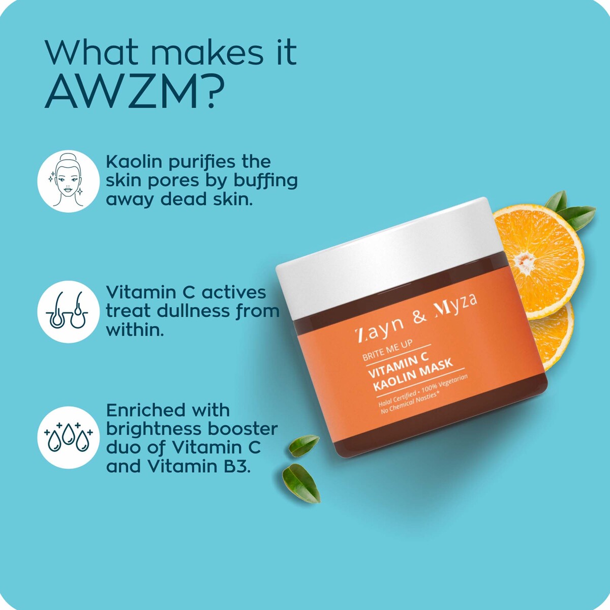 Zayn & Myza Vitamin C Kaolin Mask, Hydrates, Nourishes Gives Natural Glow To Skin for Men & Women, 50 g