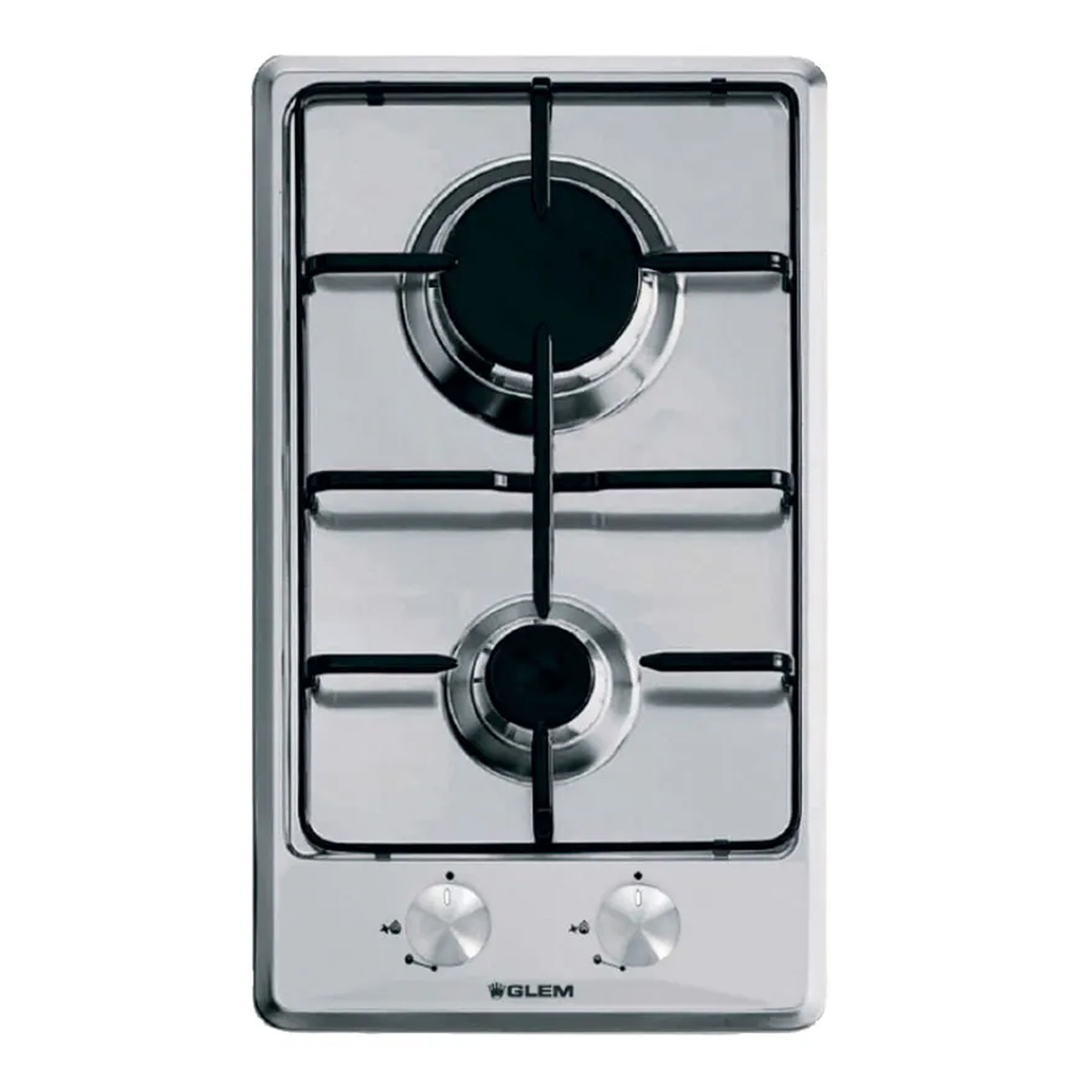 Glemgas Built-in Cooking Hob, 2 Gas Burners, 30 cm, Stainless Steel, GT32IX
