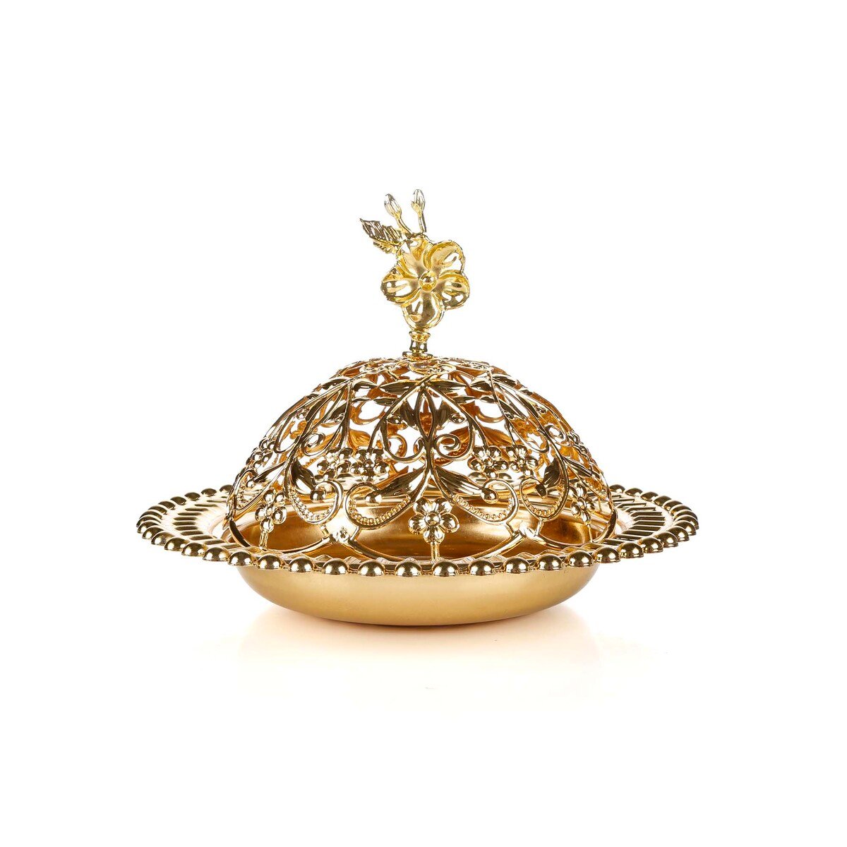 Glascom Decorative Gold Plated Bowl With Lid, FV20
