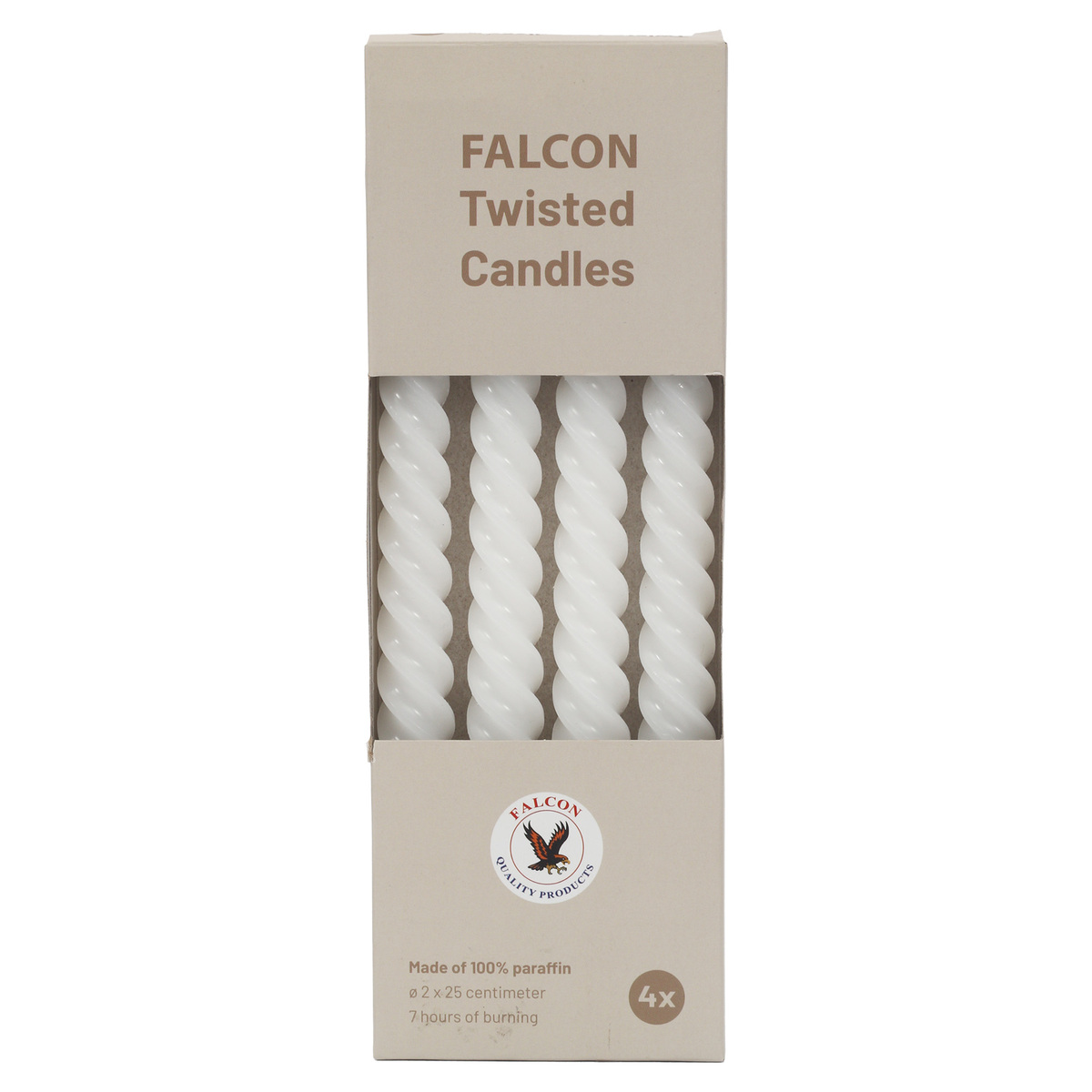 Falcon White Twisted Candles Value Pack 4 pcs