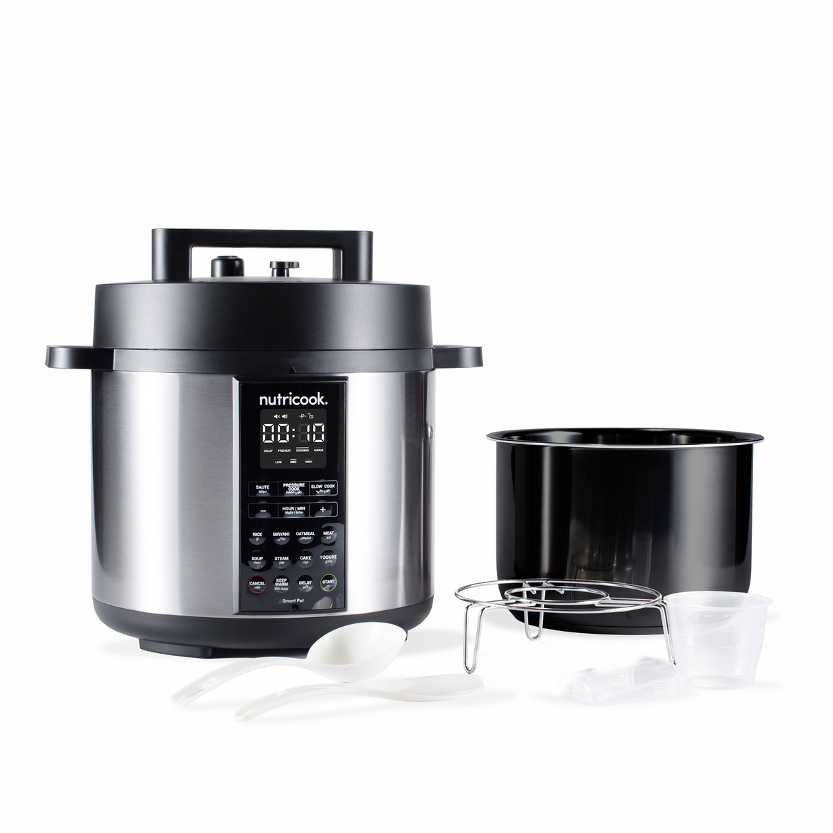 Nutricook Smart Pot 2, 9 in 1 Electric Pressure Cooker, 8 L, 1200 W, 12 Smart Programs, Stainless Steel, NC-SP208A