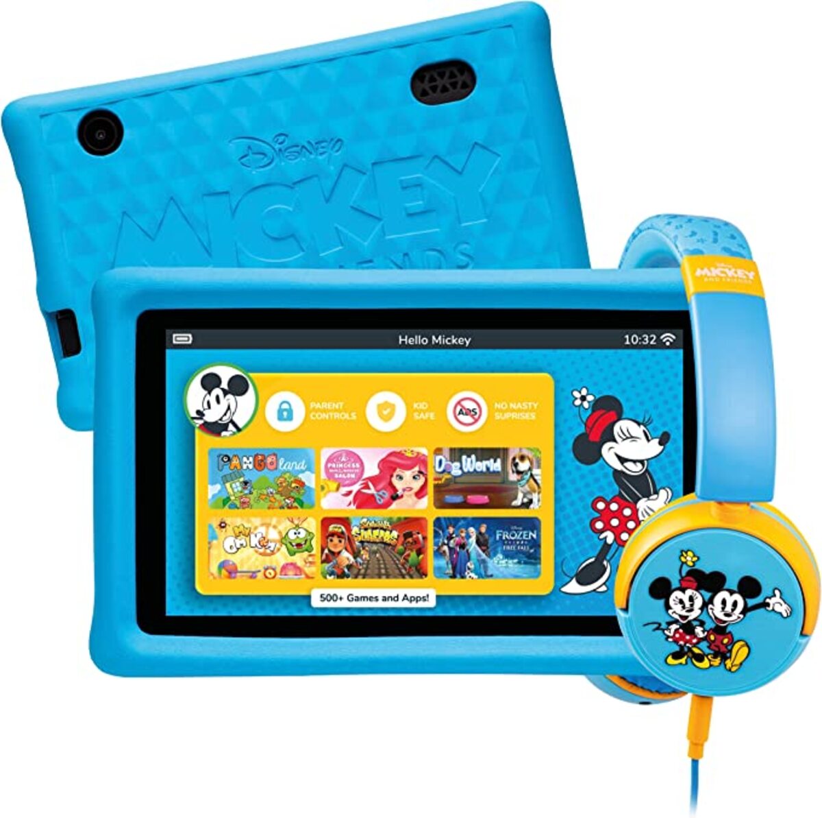 Pebble Gear 7inch Kids Tablet Mickey & Friends + Headphone Bundle, Blue