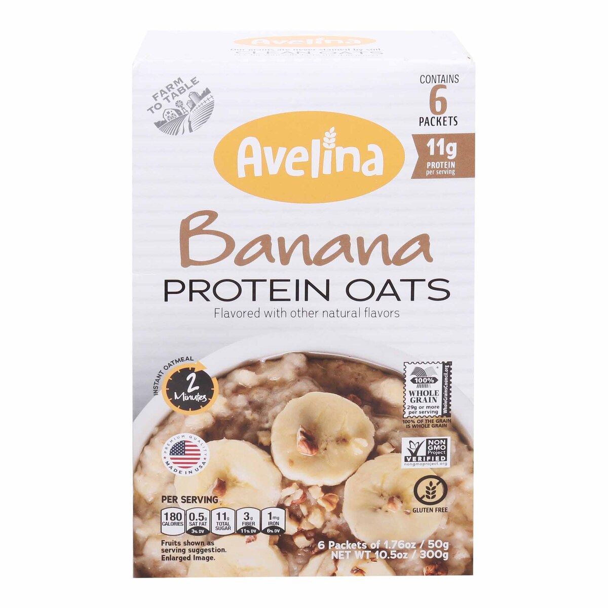 Buy Avelina Banana Protein Oats, 6 pcs, 300 g Online at Best Price | Oats | Lulu UAE in UAE