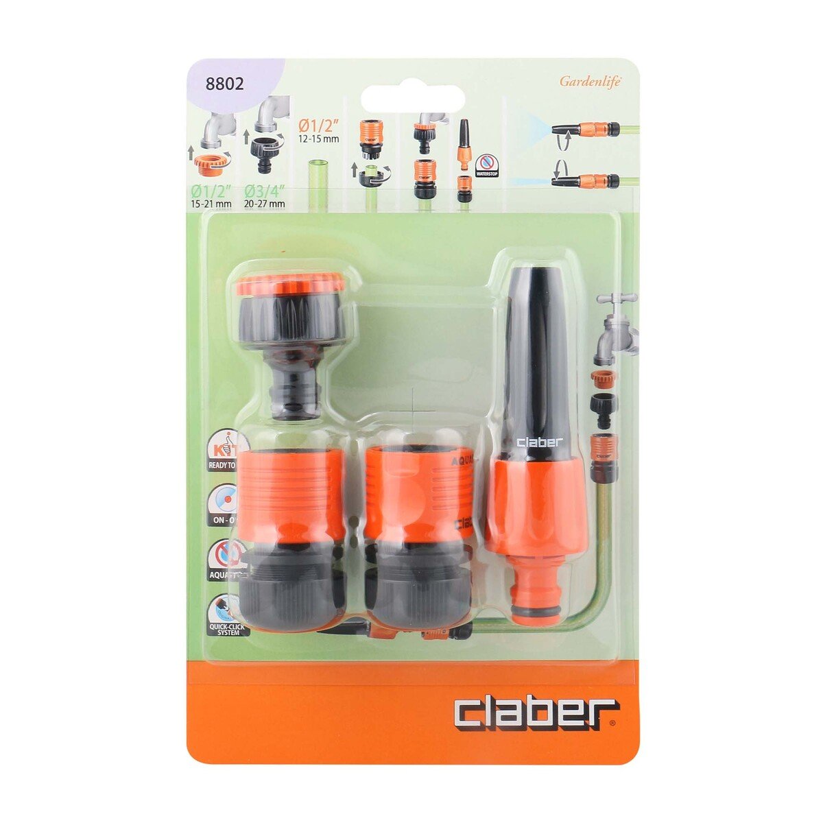 Claber Starter Set, 1/2 inches, Black/Orange, 8827