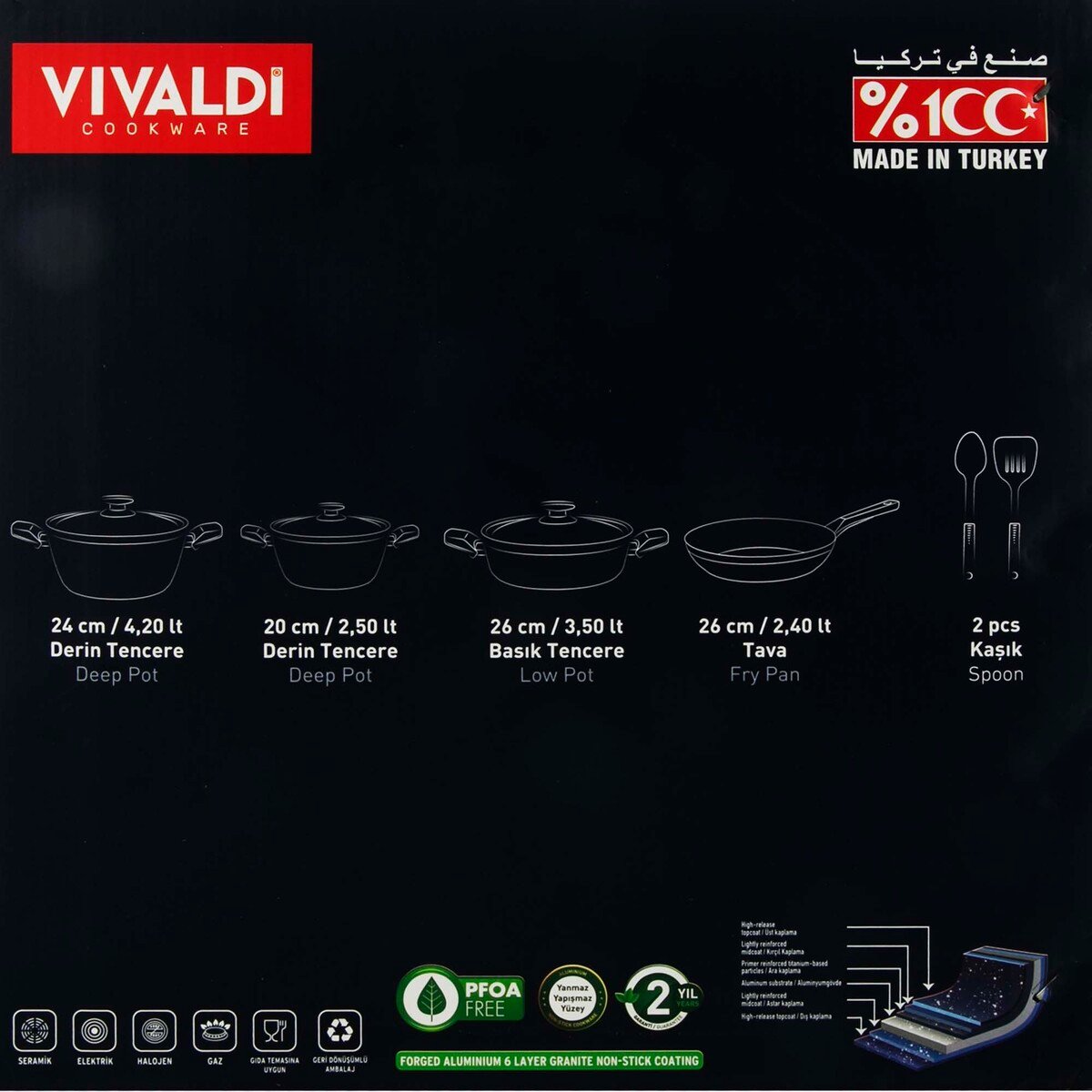 Vivaldi Granite Cookware Set 9Pcs Eco E112