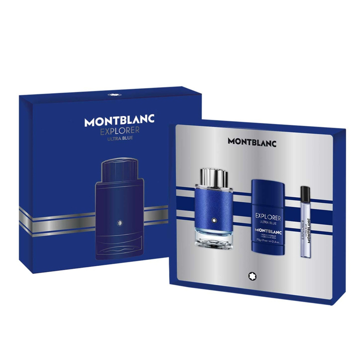 Mont Blanc Explorer Ultra Blue Eau De Parfum 100ml + Mini7.5ml + Deodorant 75ml For Men Gift Set