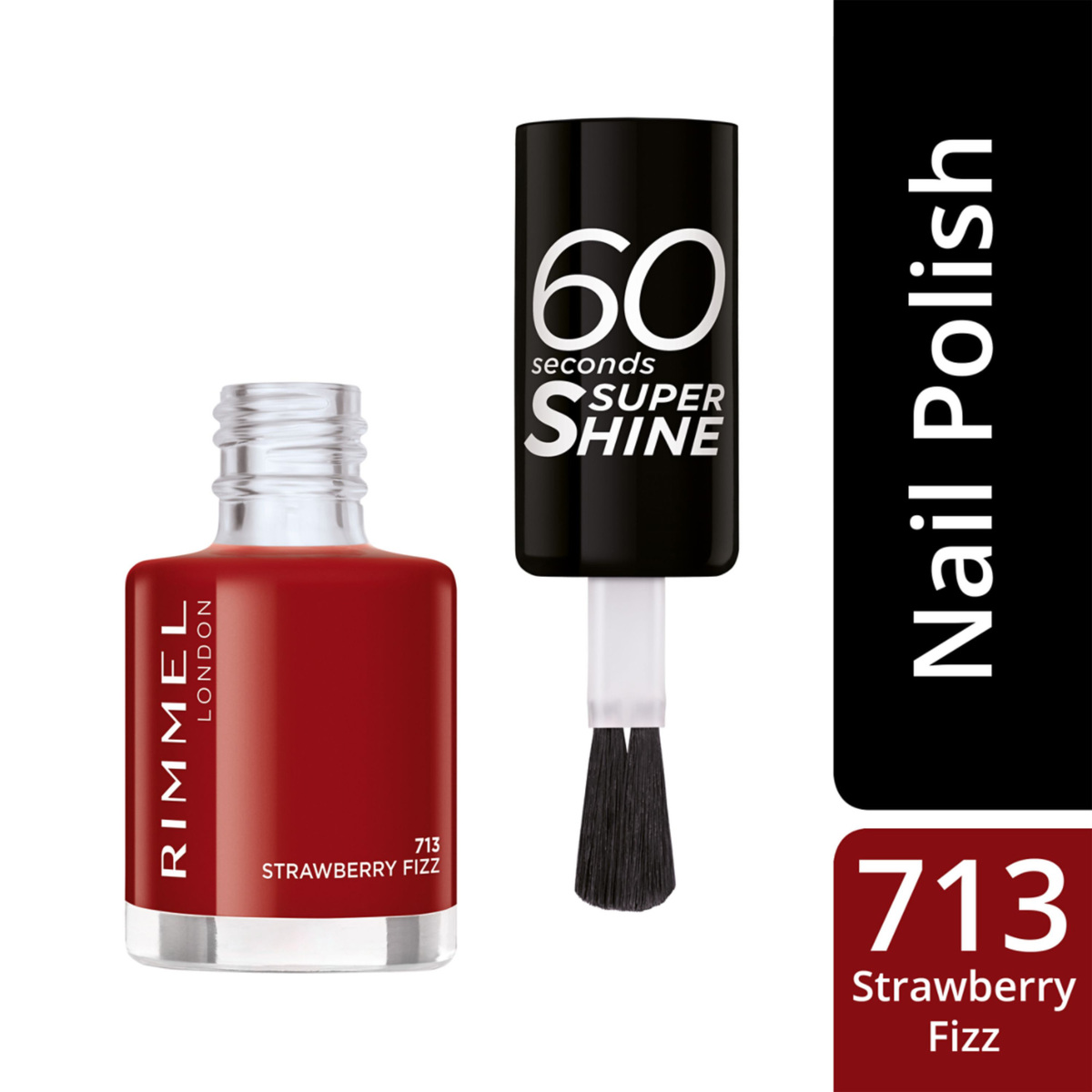 Rimmel London 60 Seconds Super Shine Nail Polish, 713 Strawberry Fizz, 8 ml - 0.25 fl oz
