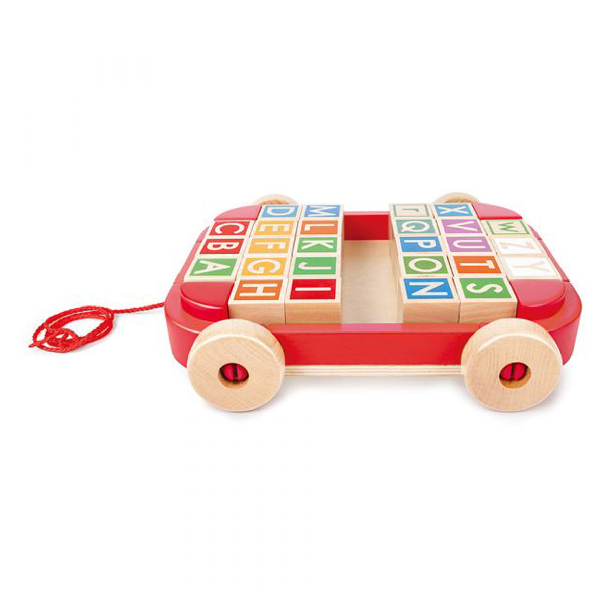 Hape Pull-Along Cart With Stacking Block Set for Kids, E0487