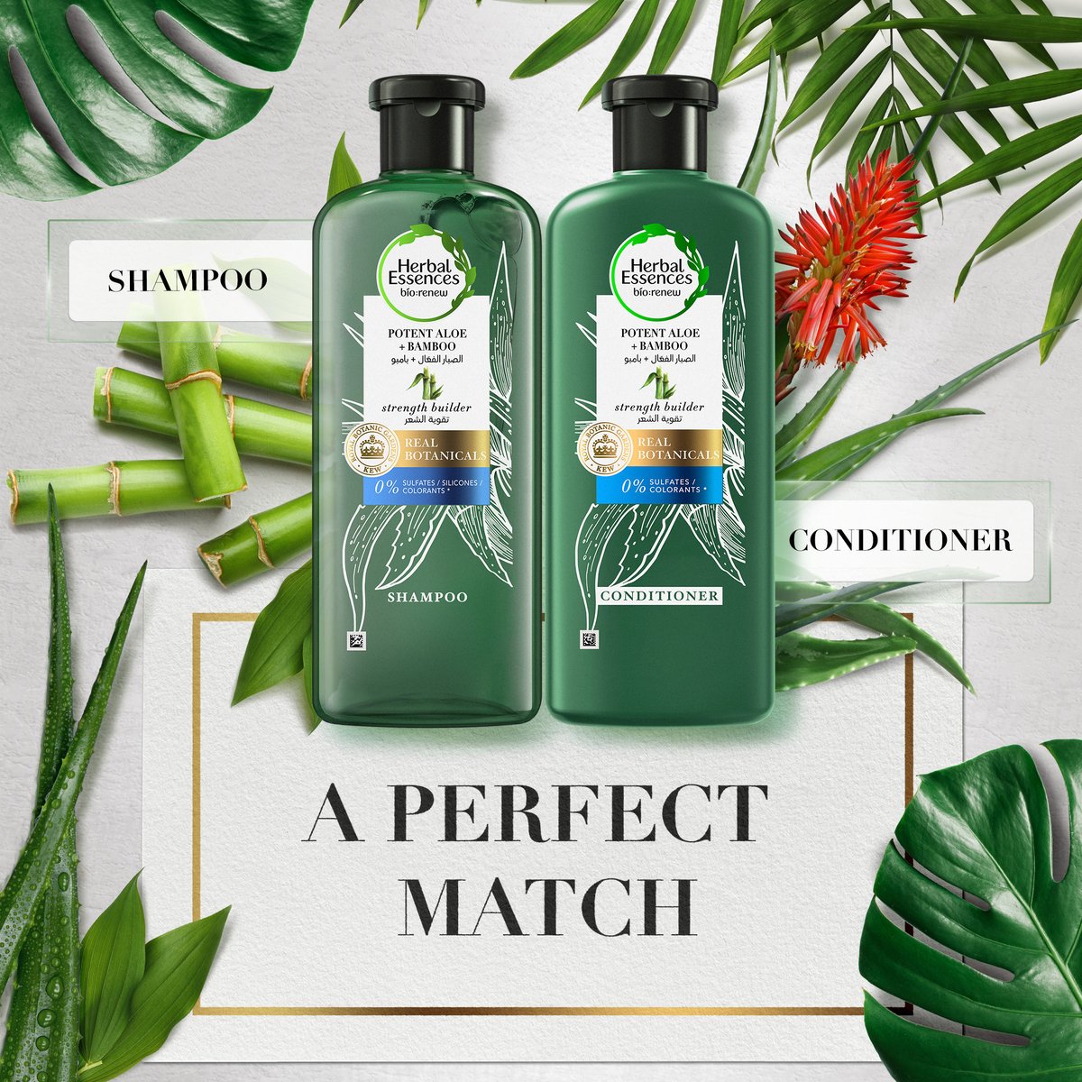 Herbal Essences Hair Strengthening Sulfate Free Potent Aloe Vera + Bamboo Natural Shampoo for Dry Hair 400ml