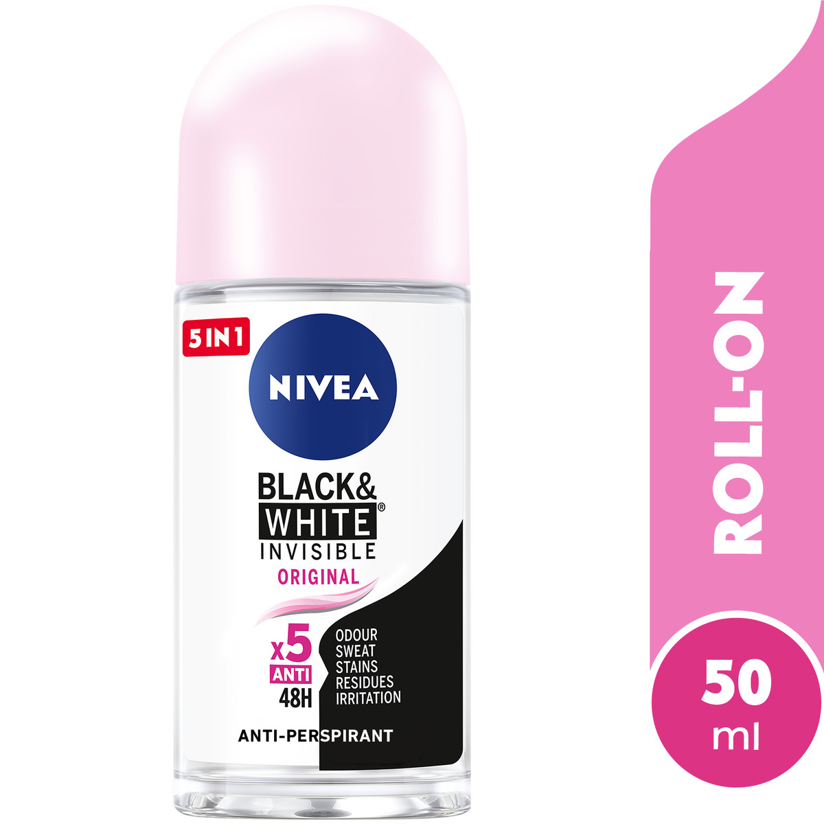 Buy Nivea Antiperspirant Roll-on Black & White Original 50 ml Online at Best Price | Roll - Ons | Lulu Egypt in Kuwait