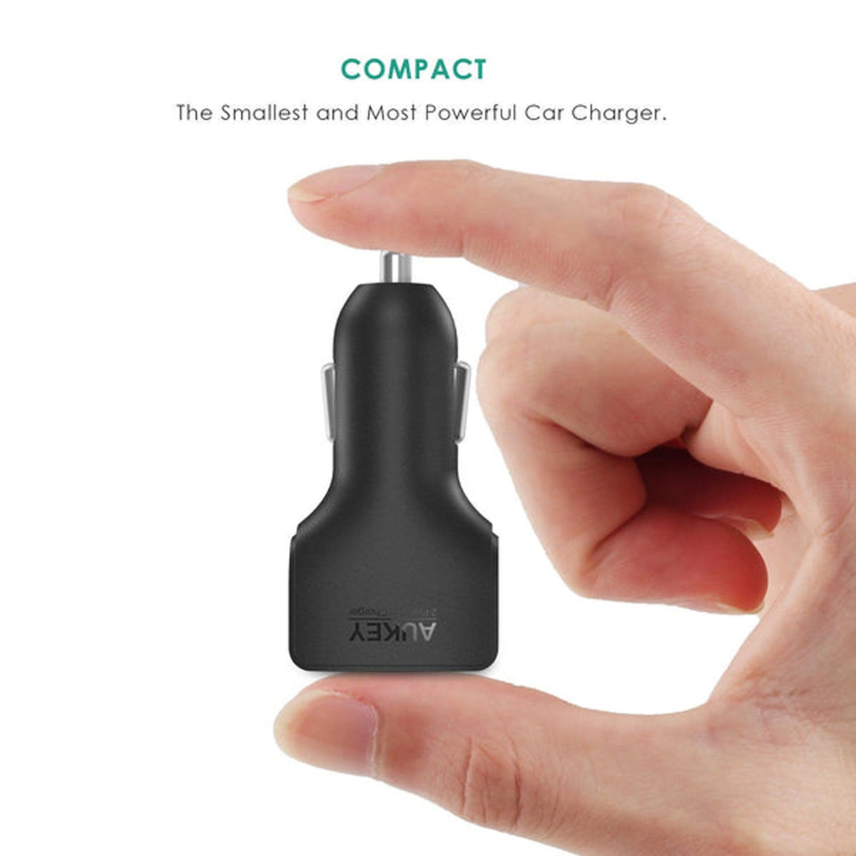 Aukey CC-S3 24W 4.8A Compact Dual Port Car Charger with AiPower, Black