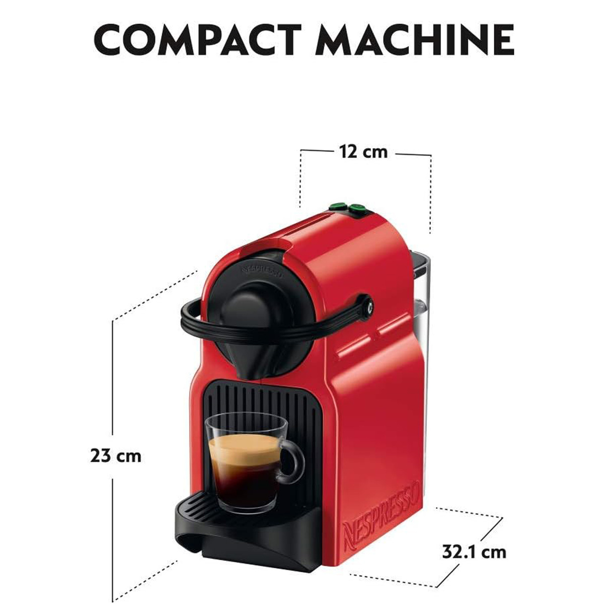 Nespresso Inissia C40 Coffee Machine with Aerocino Black Mug, 0.7 L, Red, C40BU-RE