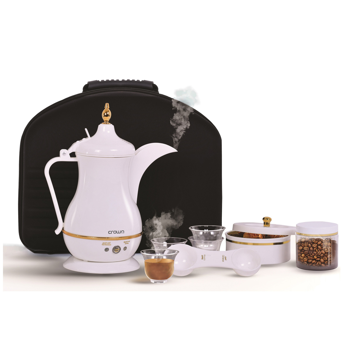 كراون لاين ماكينة صنع القهو ة العربيه للسفر ، 850 - 1000 واط ، 0.7 لتر ، أبيض ، TD253