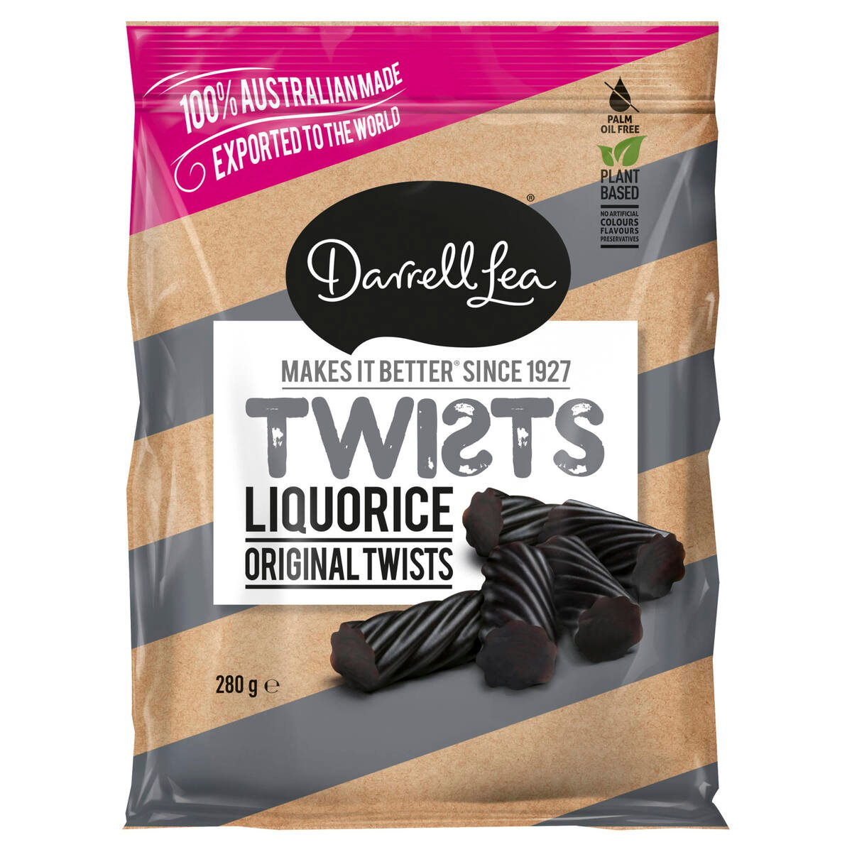 Darrell Lea Twists Liquorice 280 g