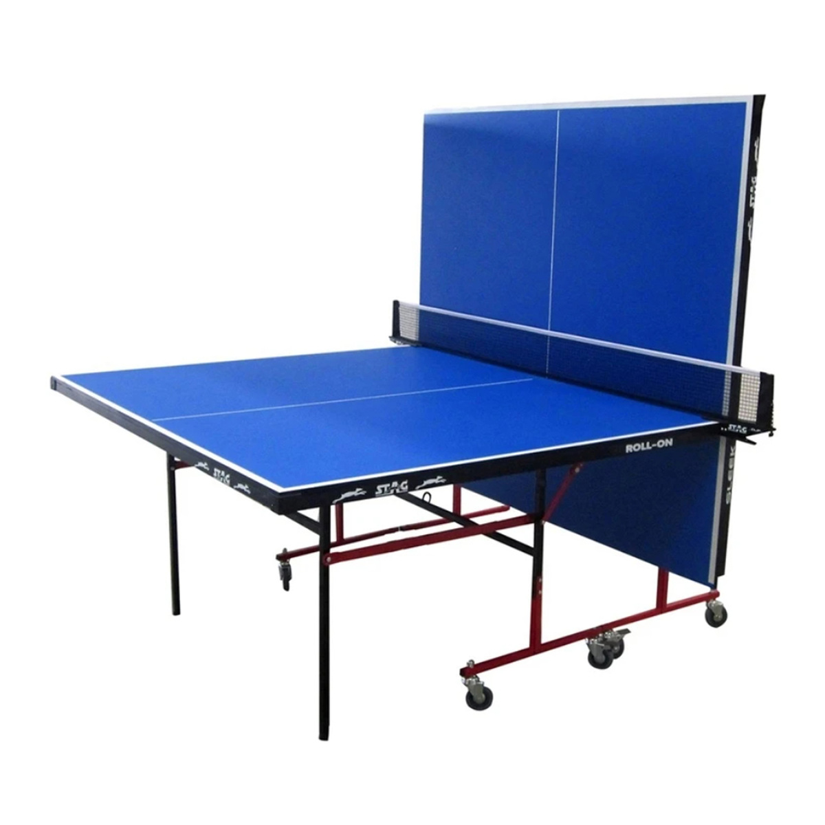 Stag Outdoor Rollaway Table Tennis Table with Compreg Top, 25 x 40 mm, Blue/Black, TTOU-60