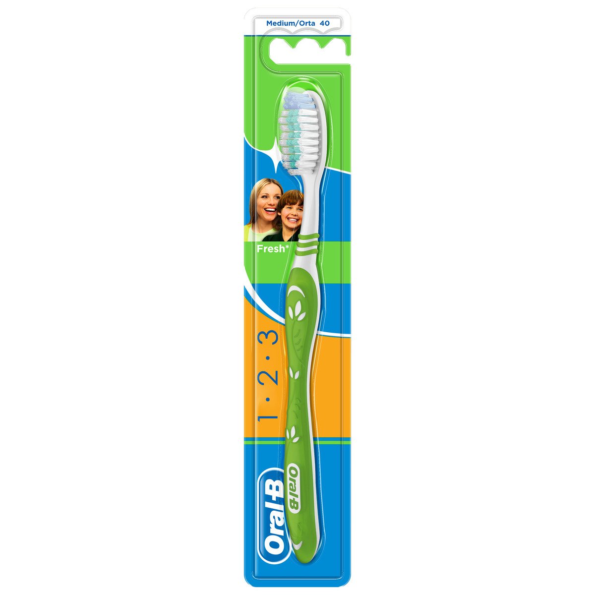 Oral-B 123 Fresh Toothbrush - 40 Medium Assorted Color 1 pc