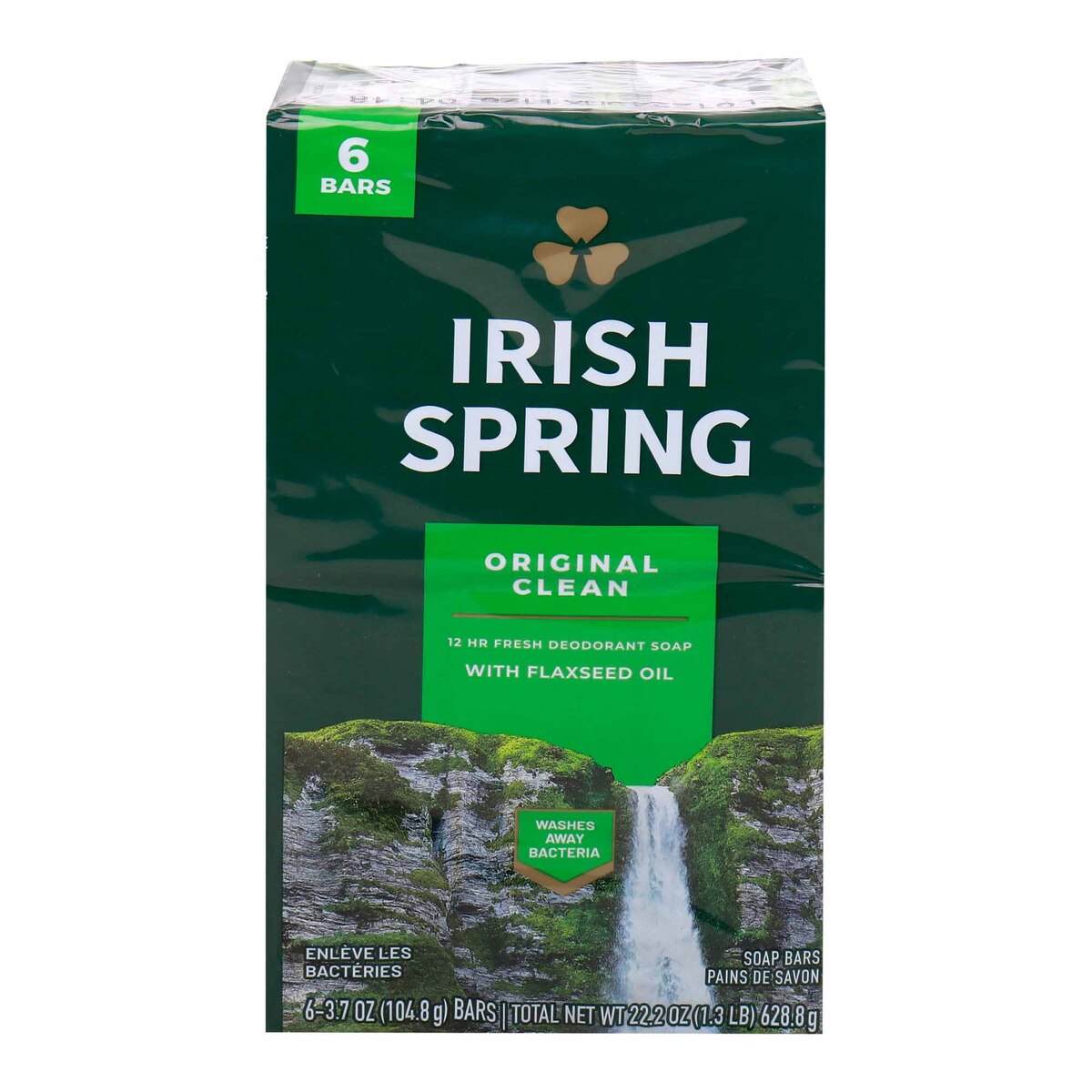 Irish Spring Original Clean Flaxseed Oil Deodorant Soap 6 pcs 628.8 g
