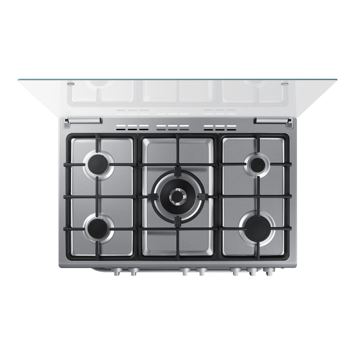 سامسونج ،NX5500BM ،مجموعة غاز الطهي مع شعلة كهربائية ثلاثية وفتحة دوارة تلقائية، 90 × 60 سم، فضي، NX36BG58631SSG
