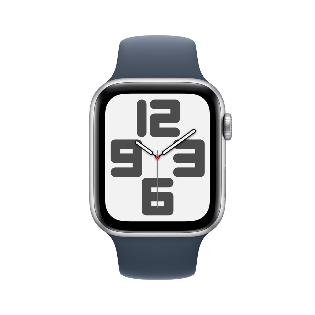 Apple Watch SE GPS, Silver Aluminium Case with Storm Blue Sport Band, 40 mm, S/M, MRE13