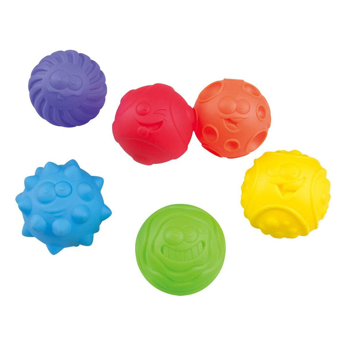 PlayGo Rainbow Textured Balls, 6 Pcs, Multicolor, 2403