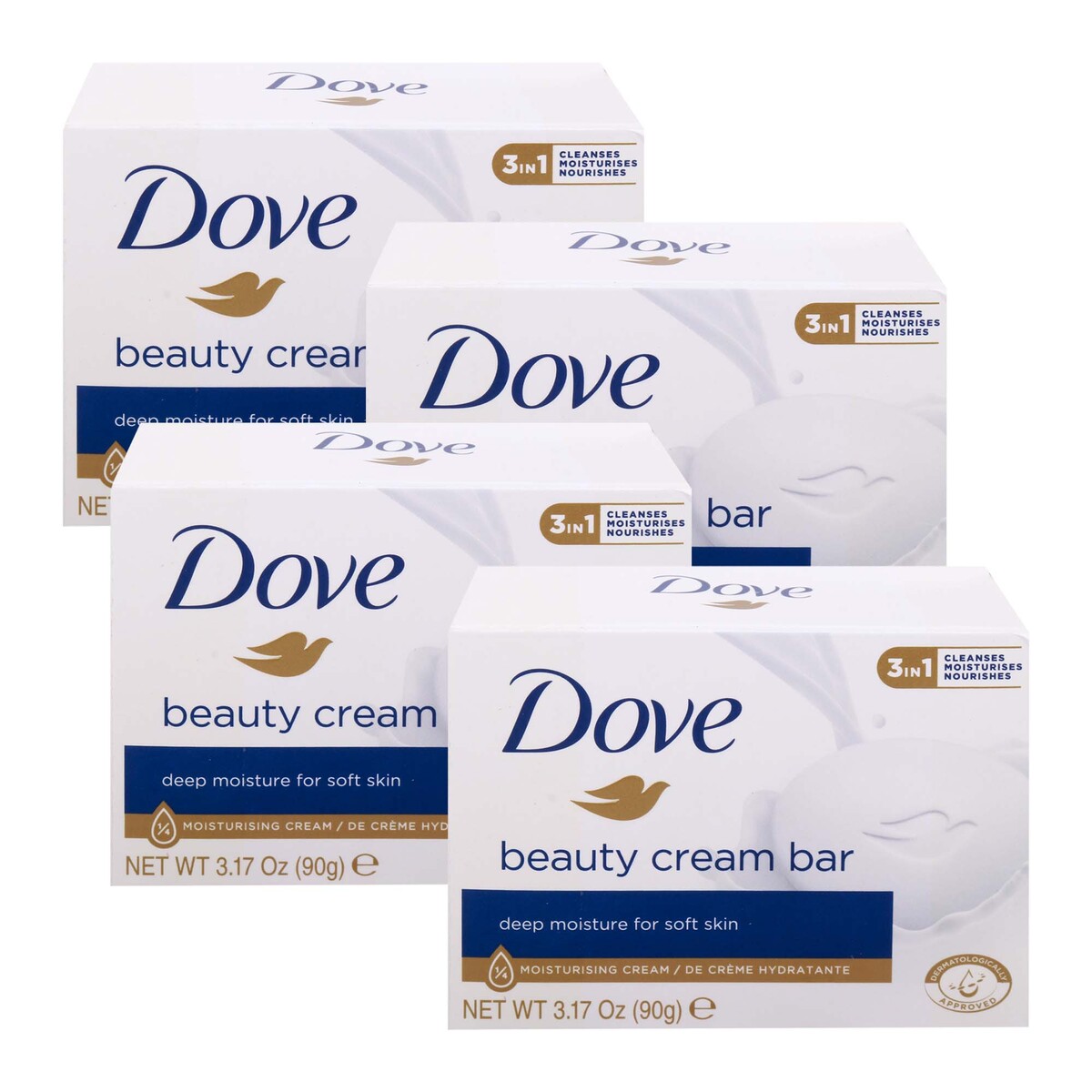 Dove Soap Beauty Cream Bar, 4 x 90 g