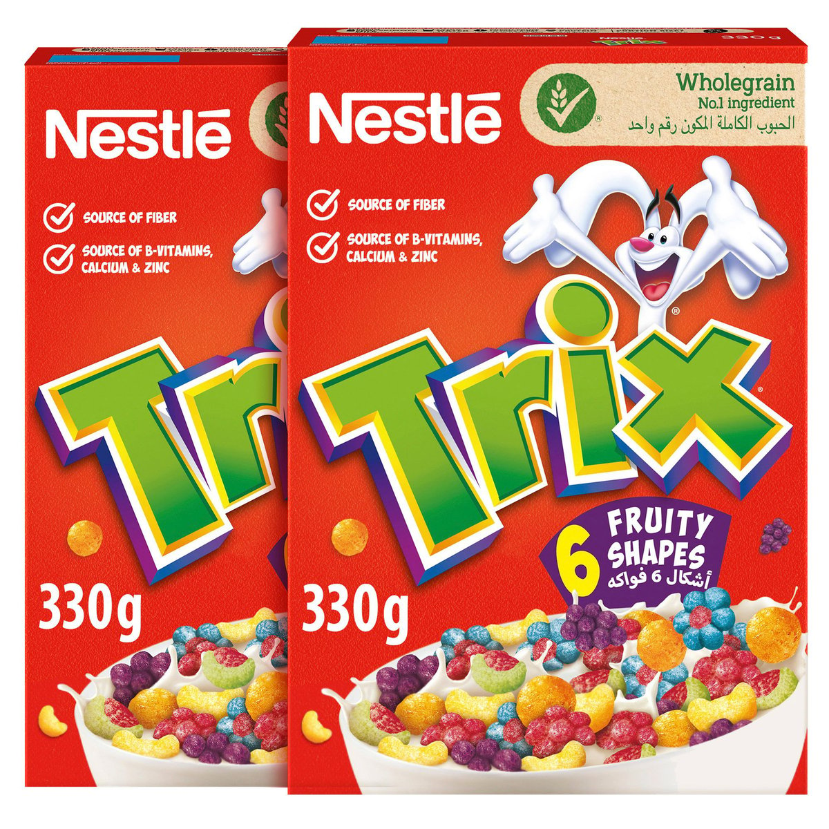 اشتري قم بشراء Nestle Trix 6 Fruity Shapes Value Pack 2 x 330 g Online at Best Price من الموقع - من لولو هايبر ماركت Sugar&Choco Cereals في الامارات