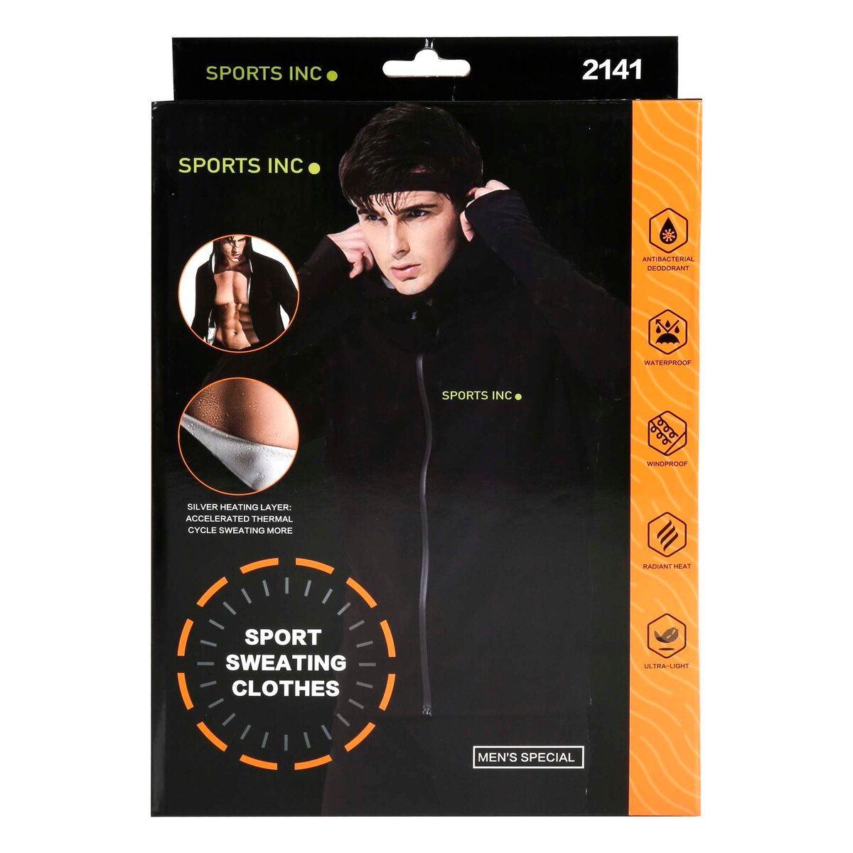 Sports Inc Long Sleeve Sweat Jacket for Men, Black, 2141