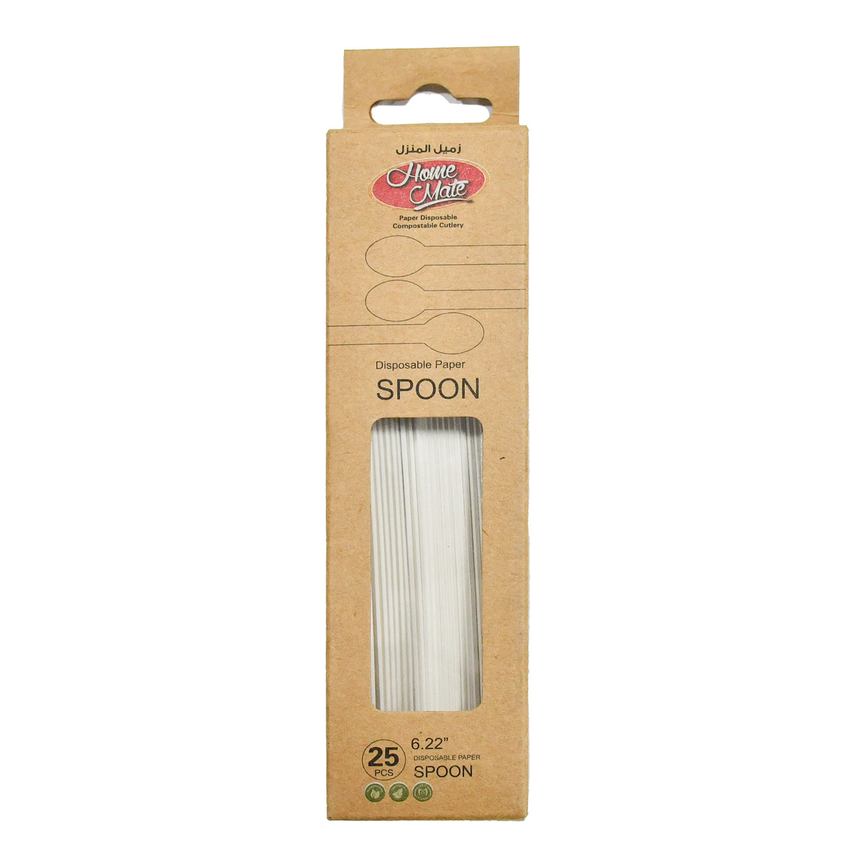 اشتري قم بشراء Home Mate Disposable White Paper Spoon ST-160PS 25 pcs Online at Best Price من الموقع - من لولو هايبر ماركت Disposable Cutlery في الكويت