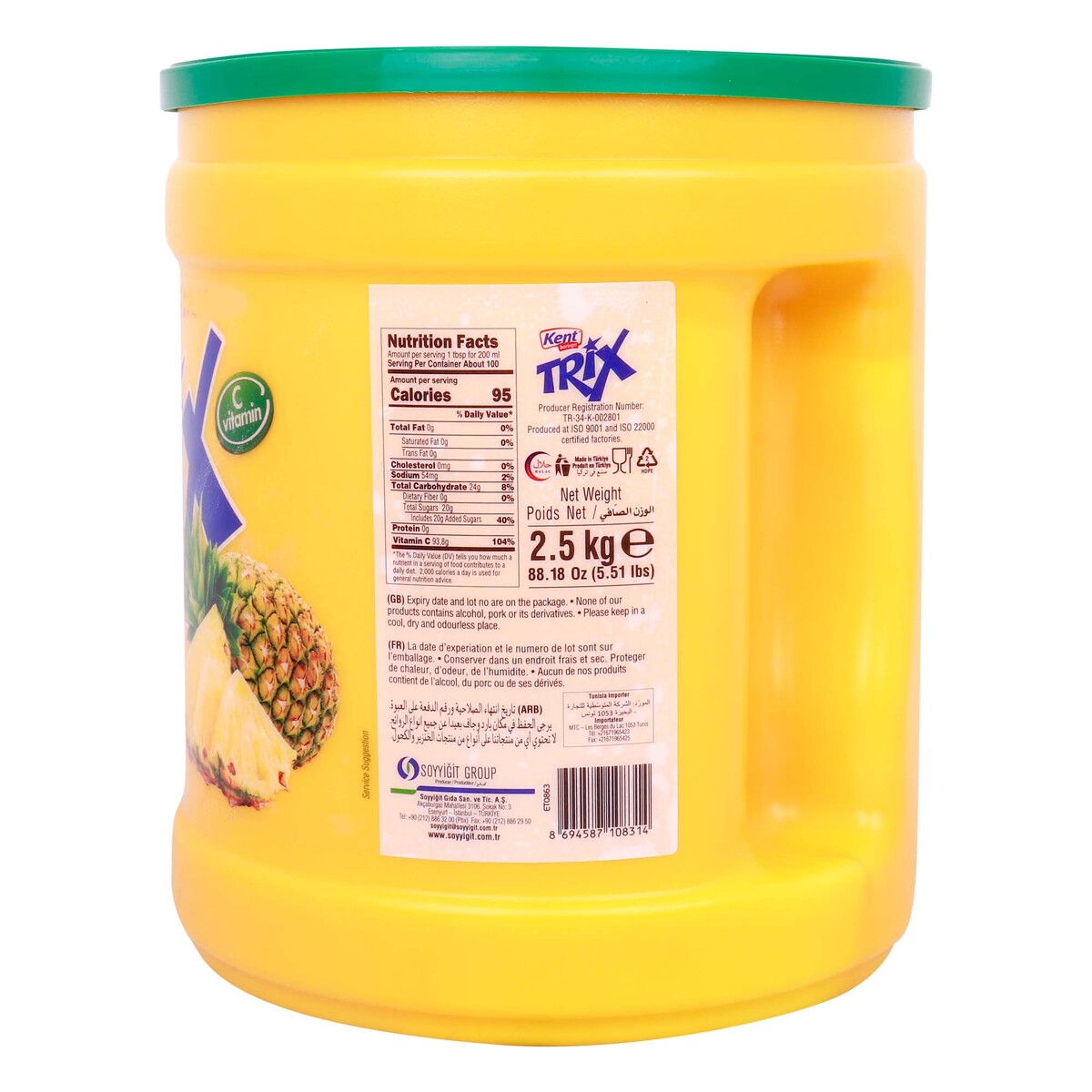 Kent Trix Pineapple Flavoured Instant Powder Mix, 2.5 kg
