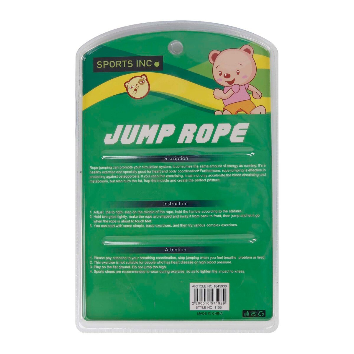 Sports Inc Jump Rope, Black, 1106