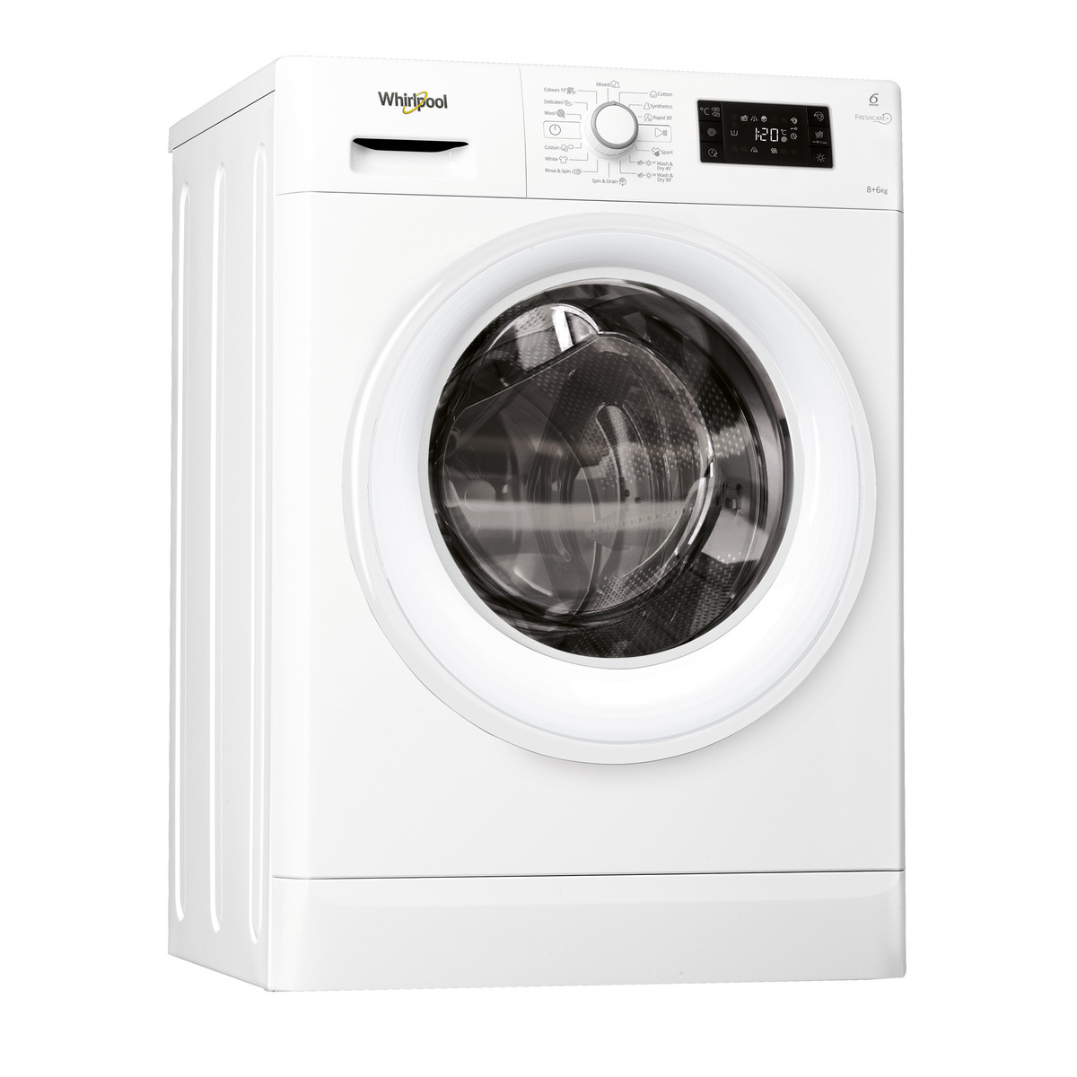 Buy Whirlpool Freestanding Washer Dryer, 8 kg, 1400 rpm, White, FWDG86148W Online at Best Price | Washer & Dryers | Lulu UAE in UAE