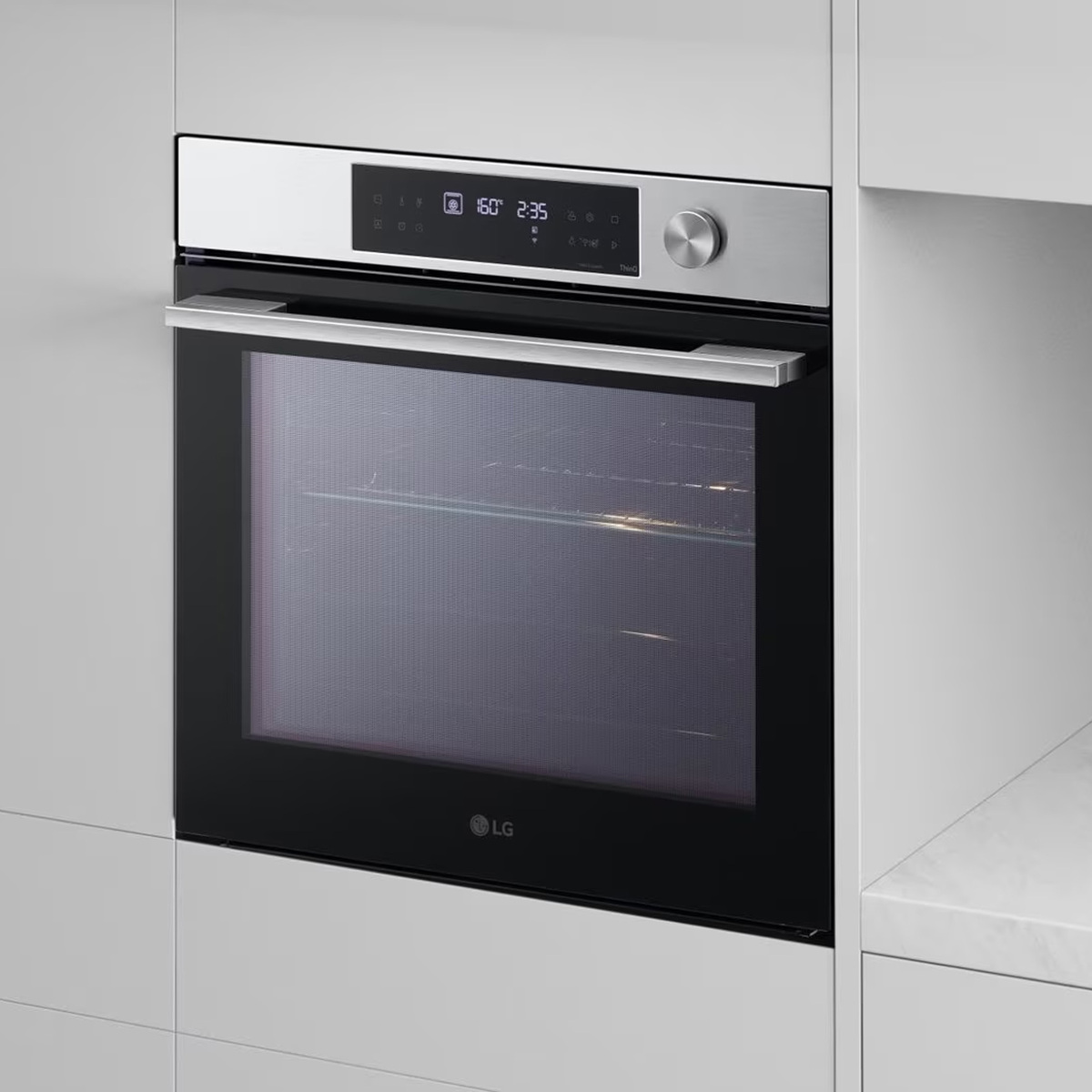 LG InstaView Built-in Electric Oven, 76 L, Stainless Steel/Black, WSED7613S