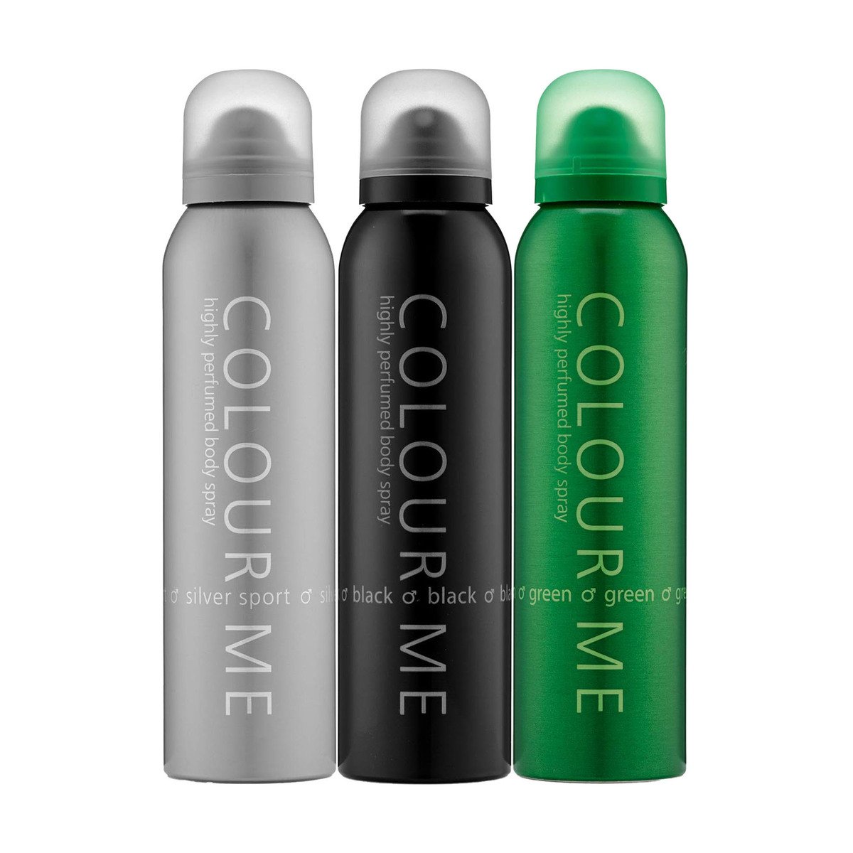 Colour Me Perfumed Body Spray Silver+ Black + Green 3 x 150 ml